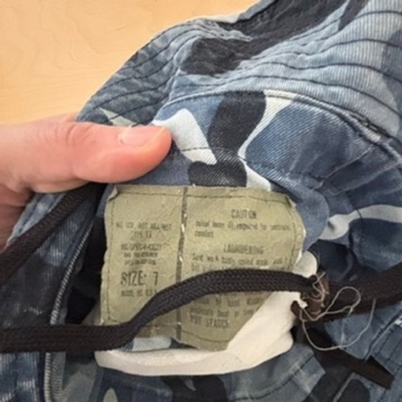 Military Boonie Hat Men Sz 7 Blue Camo Sun Bucket Tactical Fishing Hat - Picture 4 of 8